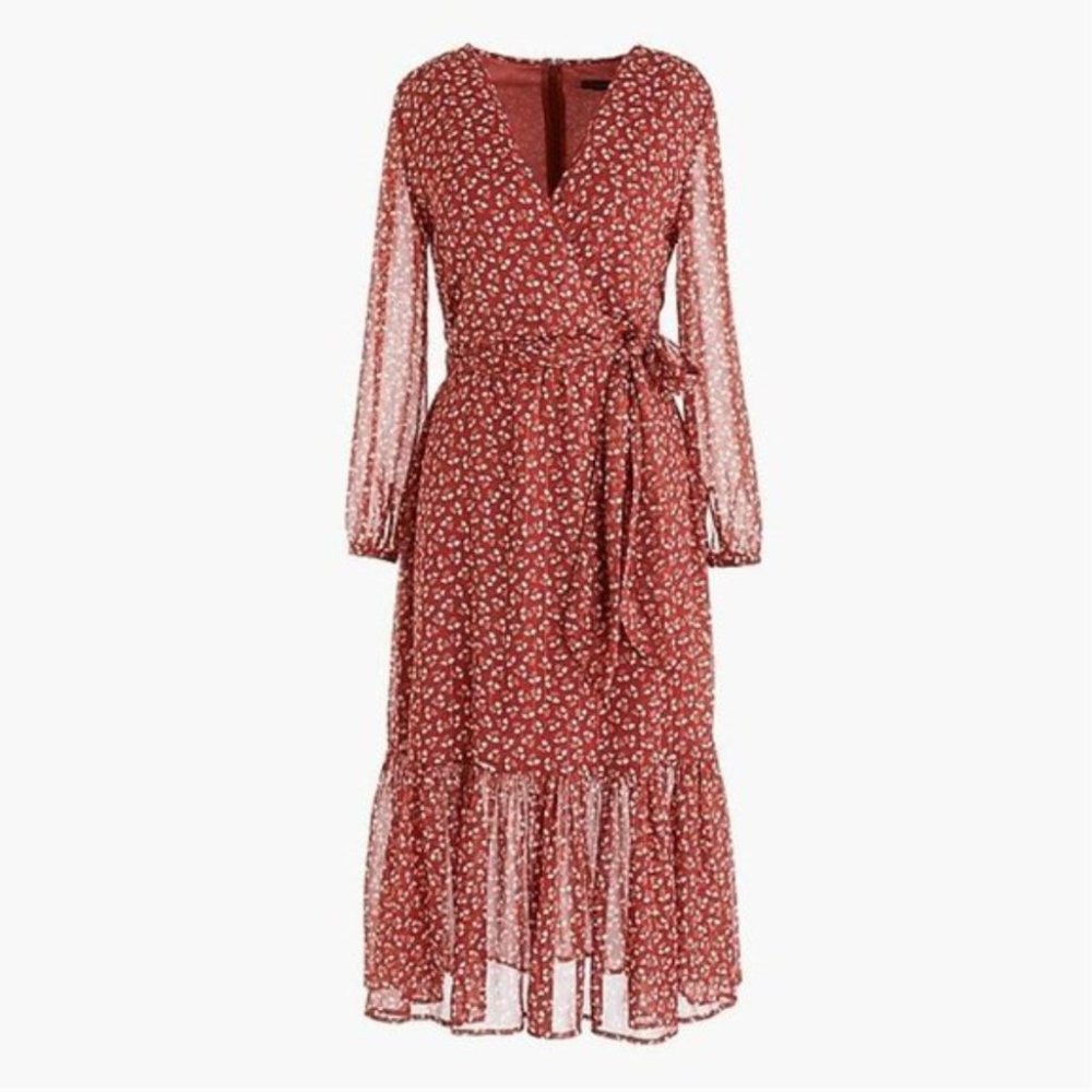 J Crew Point Sur faux-wrap dress in sparkle floral